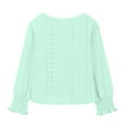 thumbnail image 4 of Girls Long Sleeve Eyelet Blouse Casual Crew Neck Lightweight Pullover Top for Kids Comfortable Loose Fit Shirt, 4 of 7