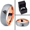 thumbnail image 4 of Tungsten Sail Cruiser Speed Boat 2d Art Band Ring 7mm Men Women Comfort Fit 18k Rose Gold Dome Brushed Gray Polished, 4 of 4