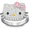 thumbnail image 3 of Cute Love Heart Hello Kitty Rhinestone Rings Necklace Sanrio Kitty Cat Clavicle Chain Pendant Accessories Women Fashion Jewelry ZJY, 3 of 7