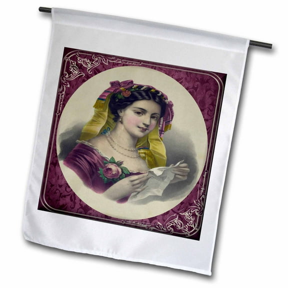 3dRose, Victorian Lady in Maroon, 12 x 18 inch Garden Flag