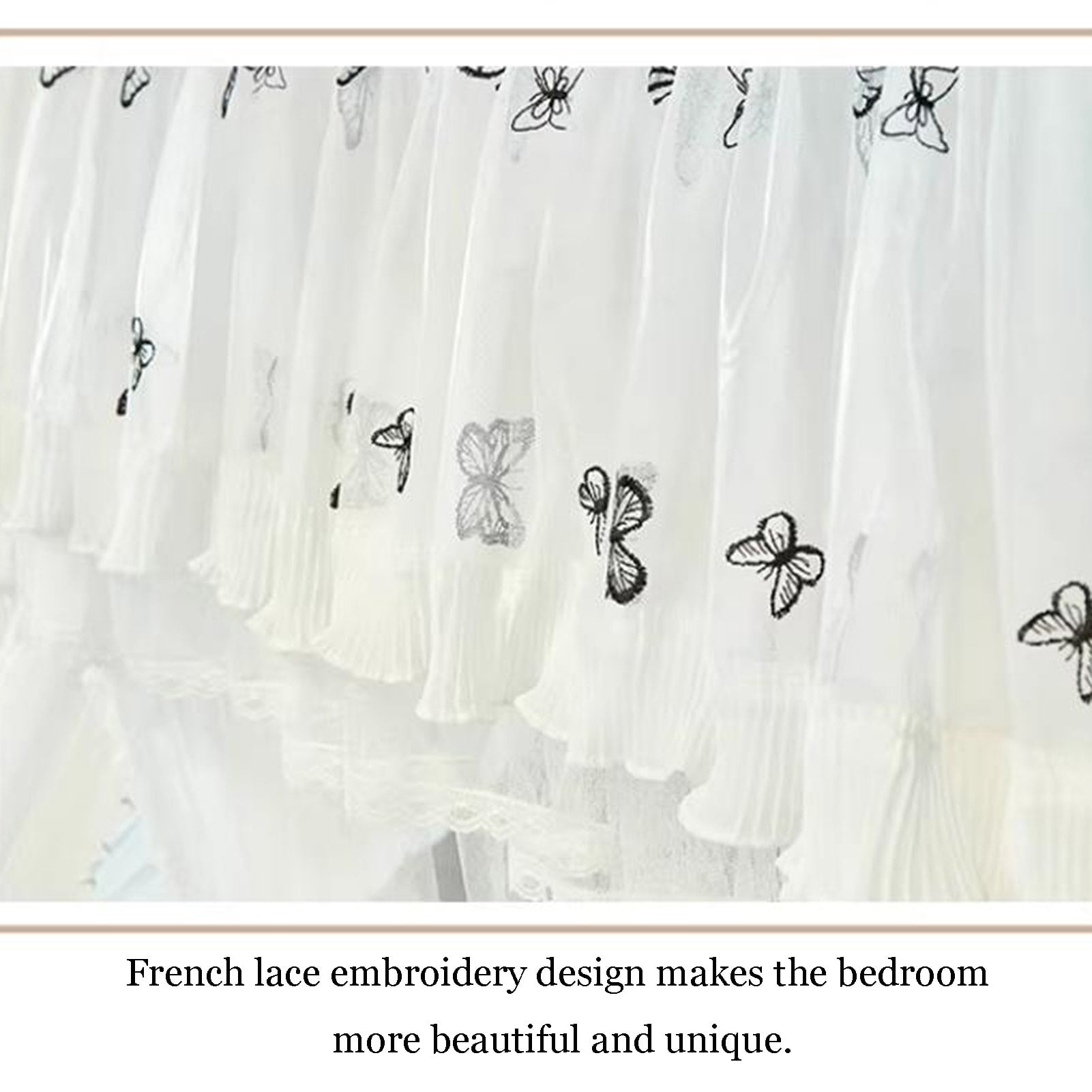 Canopy Bed Curtains, Three-Opening Floor-Length Canopy Bed Drapes, 4 Corner Post Hanging Curtains for Bedroom Decoration