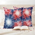 thumbnail image 3 of Independence Day Pillow Covers 2 Pack American Patriotic Fantasy Firework Red Plaid Frame Pillowcase Waterproof Outdoor Throw Pillow Cover for Patio Garden Square Cushion 20”x20”, 3 of 9