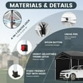 thumbnail image 6 of Hoteel 10x30 Pop Up Canopy-Easy Up Carport Canopy with One Push Setup-Outdoor Sun Shade&Waterppof Tent for Parties, Camping, Events-with 3 Sidewalls,Wheel Bag,4 Weight Bags,4 Ropes& 12 Stakes,Black, 6 of 8