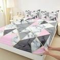 thumbnail image 3 of jejeloiu Marble Texture Road Queen Sheet Sets,Modern Geometric Triangle Bed Set For Girls Kids 4pcs, 3 of 7