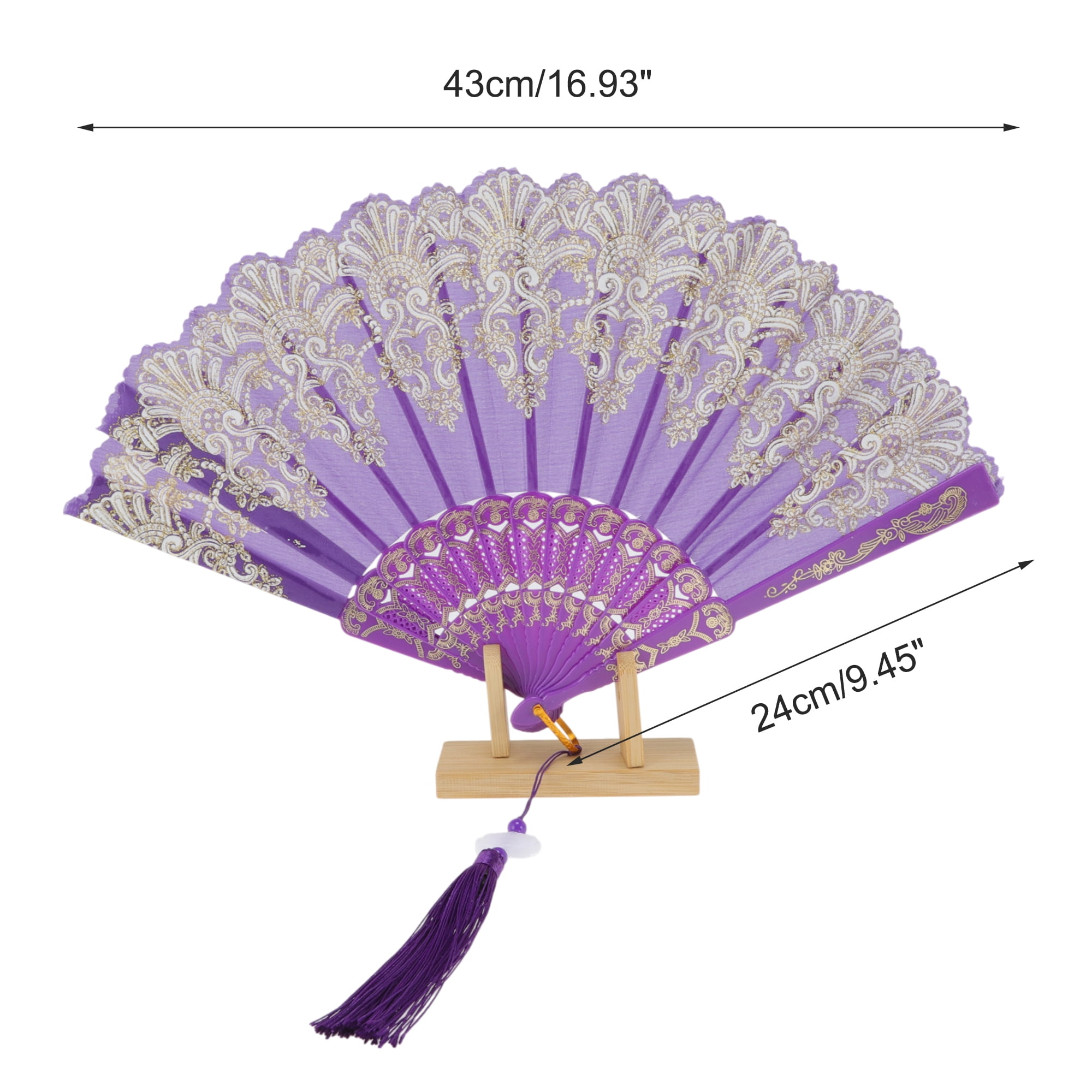 Unique Bargains Lucky Cloud Pattern Folding Fan 1 Pc for Summer Events Decorations Purple