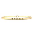 thumbnail image 1 of Me Plus Inspirational Fearless Positive Message Engraved Thin Bangle Hook Bracelet (Gold, Brass), 1 of 4