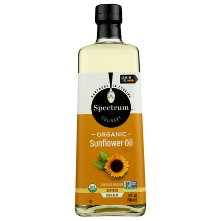 Pack of 12, Spectrum Naturals Organic Refined Sunflower Oil, 32 fl oz