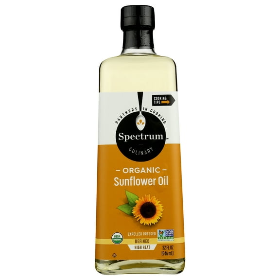 Pack of 12, Spectrum Naturals Organic Refined Sunflower Oil, 32 fl oz