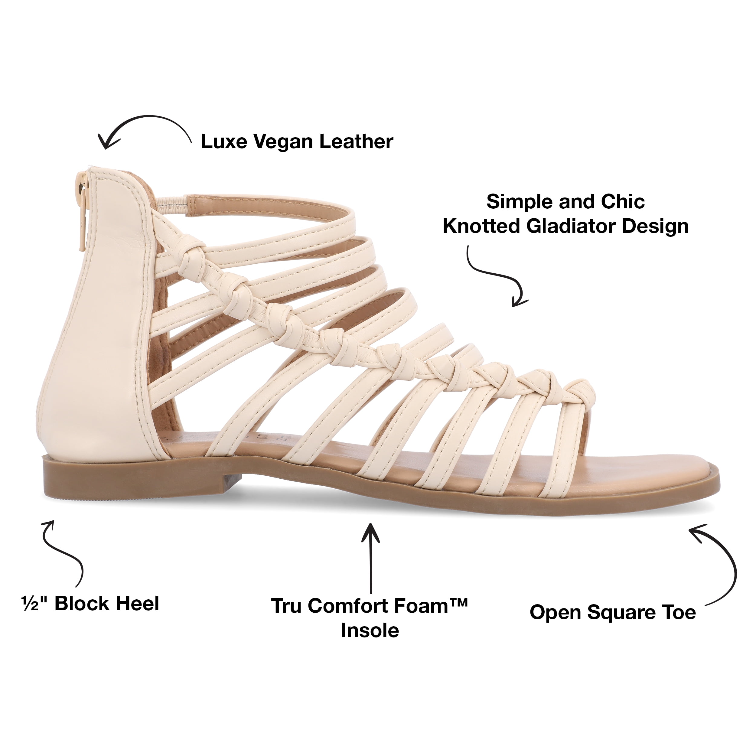 Journee Collection Womens Petrra Faux Leather Ankle Gladiator Sandals