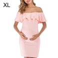 thumbnail image 1 of Vestido de mujer Vestido de embarazada de manga corta con hombros descubiertos Falbala Summer Cloth, Rosa, XL kenally AP002176-16, 1 of 7