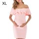 thumbnail image 1 of Vestido de mujer Vestido de embarazada de manga corta con hombros descubiertos Falbala Summer Cloth, Rosa, XL Kearding AP002176-16, 1 of 7
