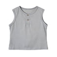 thumbnail image 2 of YOUYEDIAN Toddler Girls Henley Tank Top Kids Sleeveless Crewneck Button Down Shirts Summer Comfy Solid Color Tops (Light Gray, 3-4 Years), 2 of 4
