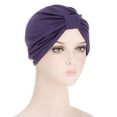 thumbnail image 2 of AWZXDE Women's Solid Comfortable Square Headwrap Pull On Style Turban Cap Purple, 2 of 3