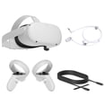 thumbnail image 1 of 2020 Oculus Quest 2 All-In-One PC VR Headset 64GB Christmas Holiday Family Bundle, Advanced Vitual Reality Gaming Headset, 10FT Mytrix Link Cable for PC VR, Earphones Bundle, 1 of 6