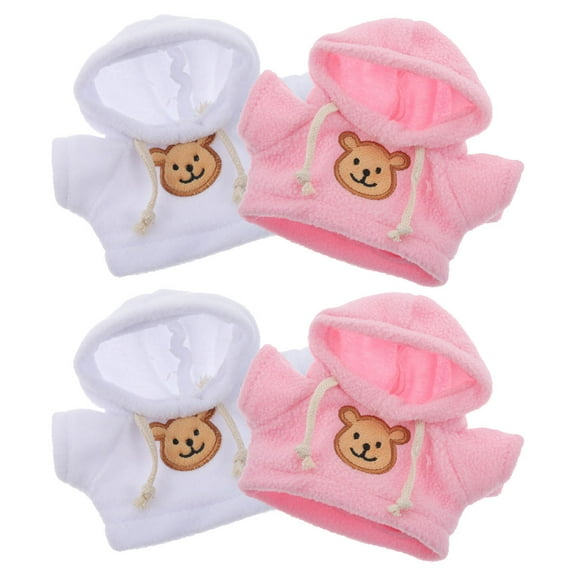 ELAYARD 4-Pack Soft Fabric White Bear Hoodies for Dress-Up Playtime and Decoration, Comfortable Kids Clothing