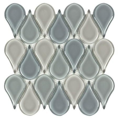 MTO0231 Modern Tear Drop Green Gray Blue Glossy Glass Mosaic Tile