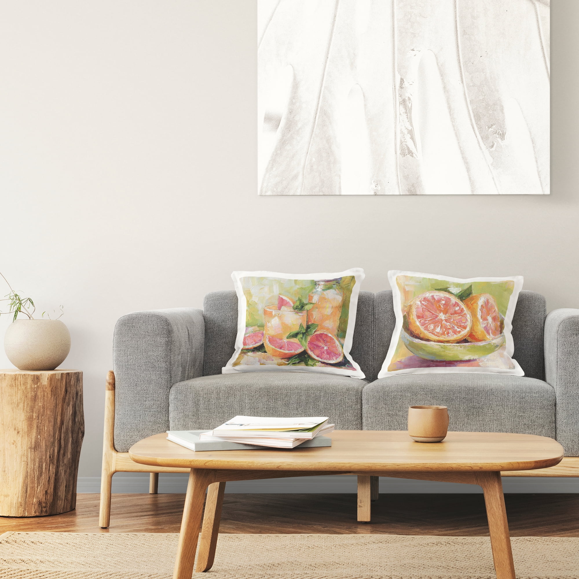 Stupell Industries Grapefruit Drinks & Fruits 2 Piece Decorative Printed Throw Pillow Set, design by Riley B, 18 x 7 x 18
