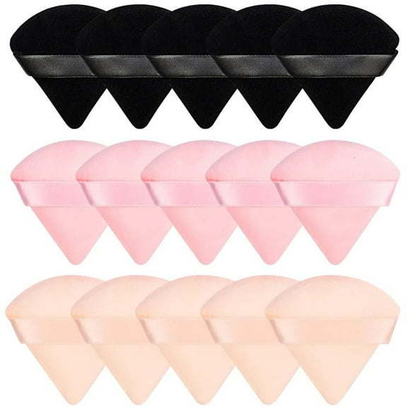 Powder Puff Makeup Puff For Loose Powder Body Powder Wedge Shape Velour Cosmetic Sponge For Contouring Under And Corners Beauty Makeup Tools,Black Pink Puff