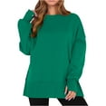 thumbnail image 3 of Women Oversized Sweatshirts Thumbhole Long Sleeve Hoodies Shirts 2025 Fall Side Slit Pullover Top Teen Y2k Outfits Green XL, 3 of 6