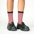 thumbnail image 4 of Fuzoiu Red And White Stripes Print Kids Socks For Boys Girls,Grip Crew Socks with Non Slip,Lightweight Stretch Crew Socks,Toddlers Crew Boot Socks, 4 of 5