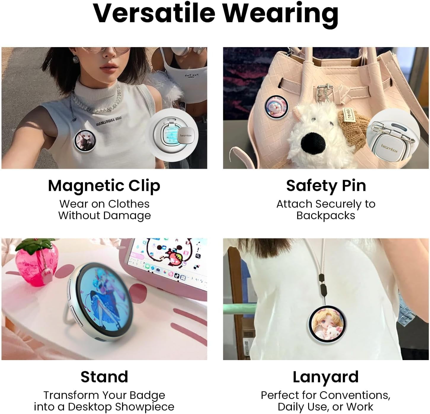 2026 New Electronic Badge Digital Display Pin, with 1.8'' IPS Touch Screen, Bluetooth App Control, Customizable Photo Slideshow & Video Display,for Keychain/Backpack/Ita Bag Accessory
