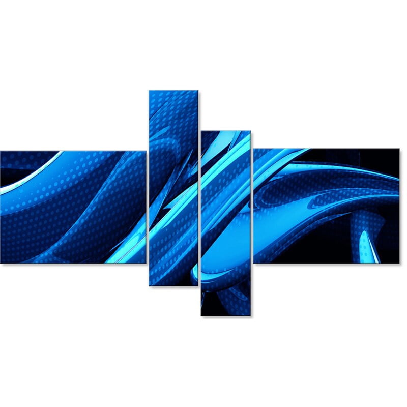 Design Art Liquid Blue Abstract Canvas Art, 32" x 16"