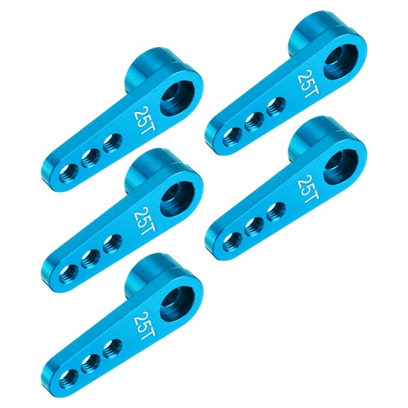 5 Pcs Aluminum Servo Horn 25T Servo Horn Steering Short Arm 28mm Length Blue Suitable for Model Accessories