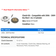 thumbnail image 2 of Clutch Kit - Compatible with 2006 - 2009 Kia Rio5 1.6L 4-Cylinder 2007 2008, 2 of 2
