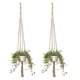 thumbnail image 3 of Colgador de macramé para plantas, cuerda hecha a mano con llavero de acero inoxidable para colgar fácilmente, decoración de interior y exterior de estilo rústico de yute natural (2 piezas), 3 of 5