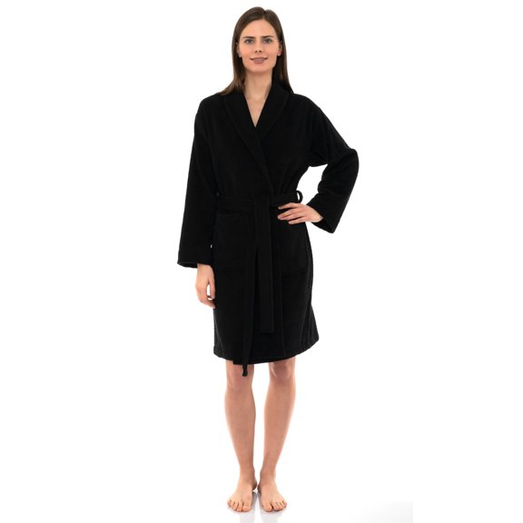 TowelSelections Women's Robe, Turkish Cotton Short Terry Bathrobe Large Moonless Night