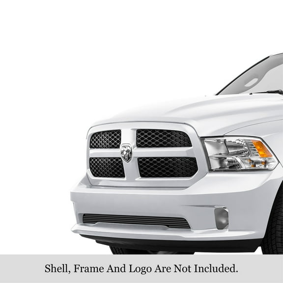 2013-2018 Ram 1500 Express And Sport Model/2019-2021 Ram 1500 Classic Express And Sport Model Only Stainless Steel Black Powder Coated Finish 8X6 Horizontal Billet Black Stainless Steel Billet Grille