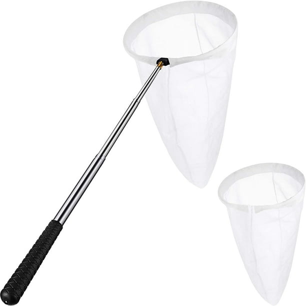 Butterfly Net Telescopic Butterfly Catching Net Extendable Fishing Net with  12 Inch Ring, 24 Inch Net Depth, Handle Extends to 59 Inches and A Refill  Net 
