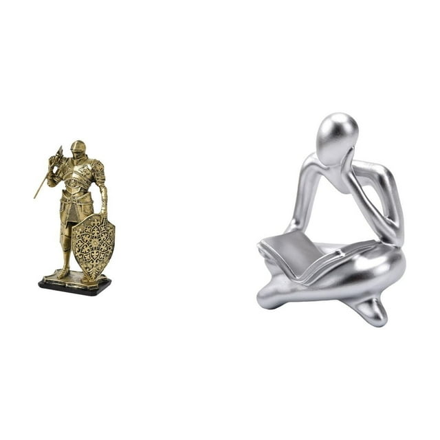 Figura Nórdica De Resina De Un Caballero Pensador. Escultura De Arte Abstracto Para Escritorio, Armario, Mesa De Oficina, Centro De Mesa, Entrada, Sala De Estar, Estante O Librería.