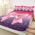 thumbnail image 4 of Erosebridal Girls Princess Ribbon Bow Queen Sheet Sets 4 Pieces,Teens Gradient Bling Glitter Print Bed Set,Breathable Home Decor, 4 of 5