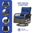 thumbnail image 5 of Wooflex 3-Piece Outdoor Indoor Rotatable Rattan Swivel Glider Rocker Chair & Table Patio Bistro Set Perfect Stylish Wicker Rocking chair for Relaxing Conversations, 5 of 11
