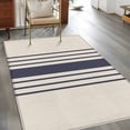 thumbnail image 3 of Midnight Blue Striped Large Area Rugs for Bedroom Living Room, Soft Non Slip Carpet Bedside Rug, Beige Geometric Modern Art Rectangular Floor Cover Kitchen Accent Rug 2.7'x5' for Dining Room/Office, 3 of 9