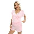 thumbnail image 3 of Xmarks Women's Maternity Nursing Pajamas for Hospital Short Sleeve Pregnancy Breastfeeding Sleepwear Set Pink US 6-16, 3 of 8
