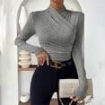 thumbnail image 4 of Long Sleeve Shirts for Women Fitted Shirts Draped Tops Office Attire Vacation Outfits Y2k Cute Tops for Women Professional Tops Workout Tops Work Blouse Interview Tops, 4 of 4
