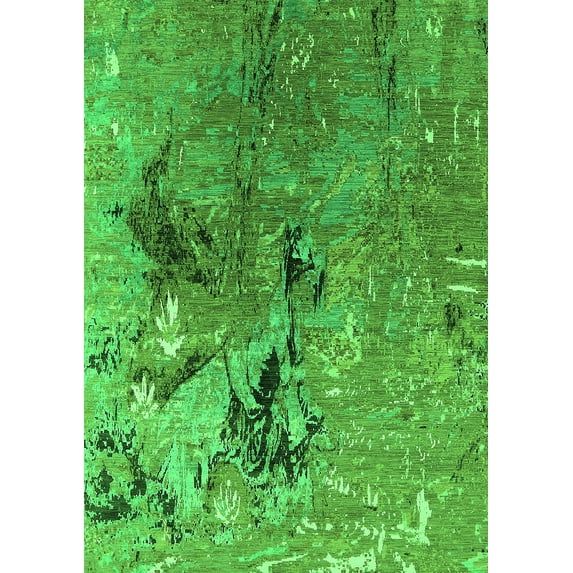 Ahgly Company Indoor Rectangle Oriental Green Industrial Area Rugs, 8' x 12'