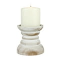 thumbnail image 4 of Stonebriar Tabletop 4" Coastal Wood Pillar Candle Holder, Off-White, 4 of 6