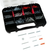 Hyper Tough 500-Piece Zinc Plated Steel Screw and Anchor Fastener Assortment with Case, 5532