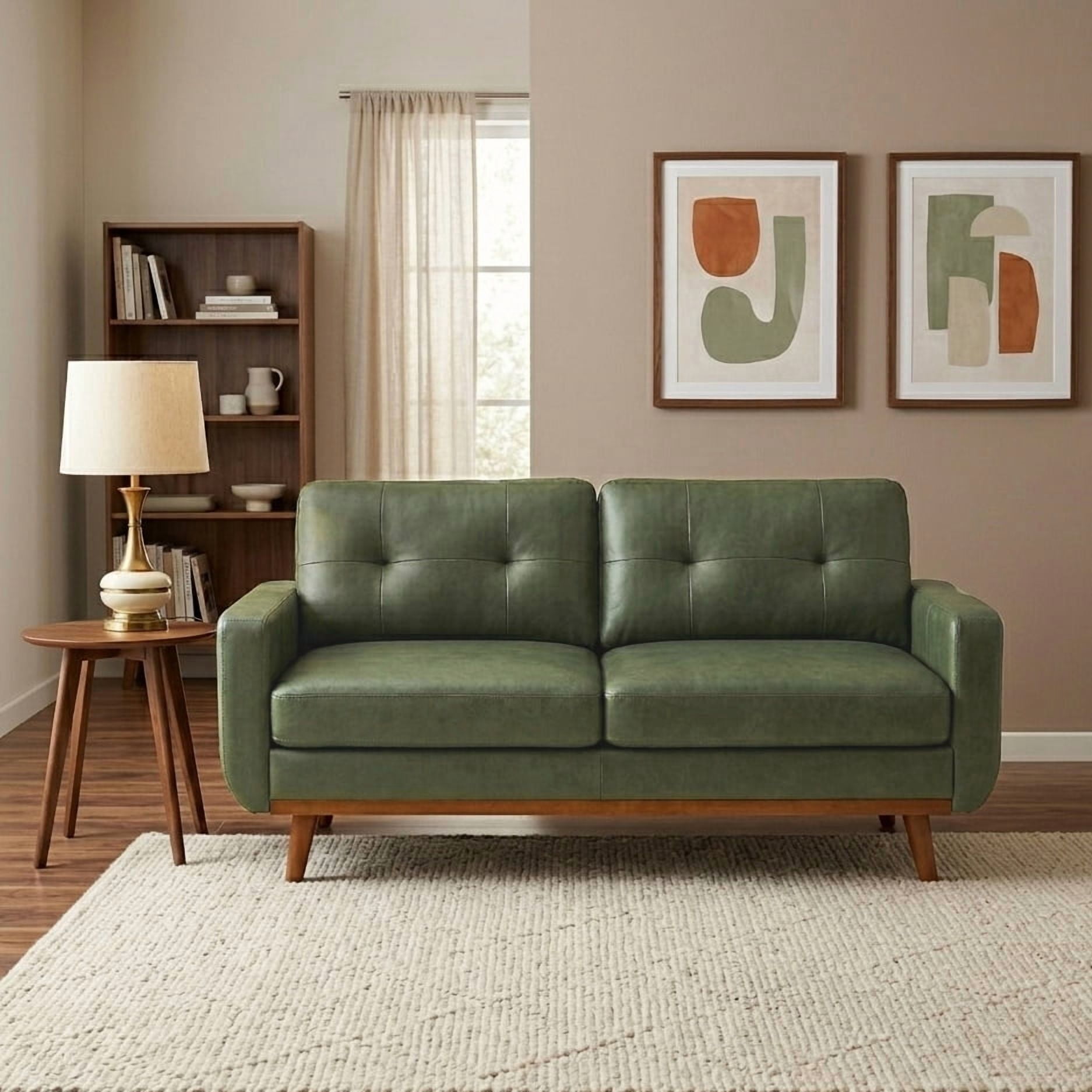 Leumius 65" Modern 2-Seater Sofa Upholstered Loveseat Sofa Couch with olid Wood Legs for Living Room,Apartment,Bedroom,Green