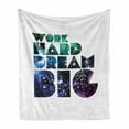 thumbnail image 1 of Saying Soft Flannel Fleece Blanket, Work Hard Dream Big Typography Double Exposure Polygon Philosophy, Cozy Plush for Indoor and Outdoor Use, 50" x 60", Jade Green and Persian Blue, by Ambesonne, 1 of 5