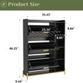 thumbnail image 5 of Rustic Entrance Shoe Cabinet With 3 Flip Drawers & Open Shelves For Bedroom, Black Slim Narrow Storage Organizer, 5 of 6