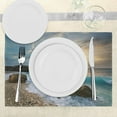 thumbnail image 3 of Ambesonne Ocean Place Mats Set of 4, Seascape Sunrise Waves, Standard Size, Brown Blue Yellow, 3 of 6