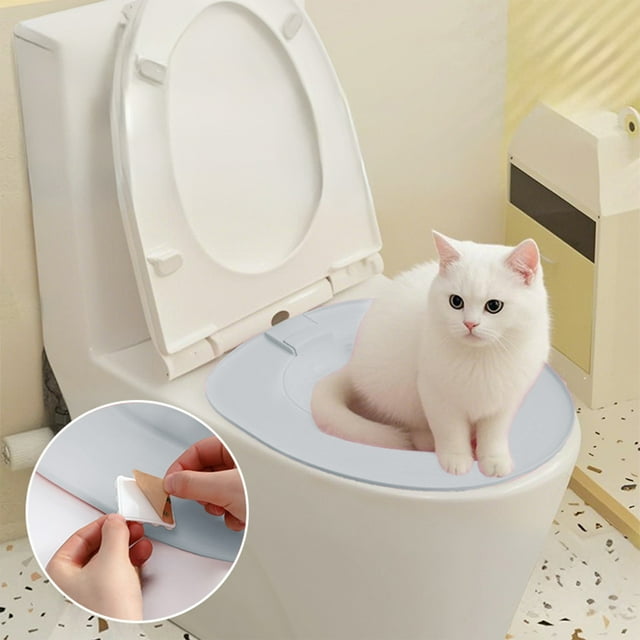 HaoXun Cat Toilet Trainer - Odor Proof Sand Proof Splash Proof Feces and Urine Proof Litter Box for Cats, Plastic Pet Toilet Training System with Stable Design for Bathroom Use, 15.35x14.17 Inches