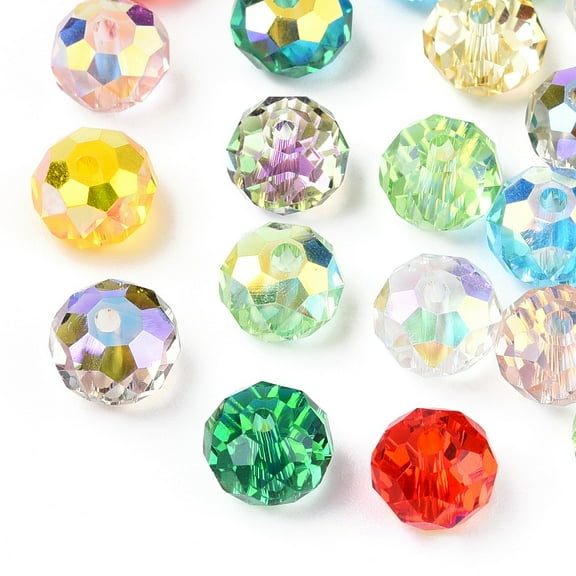 Faceted Transparent Glass Beads AB Color Plated Rondelle Mixed Color 8x6mm Hole: 1.5mm