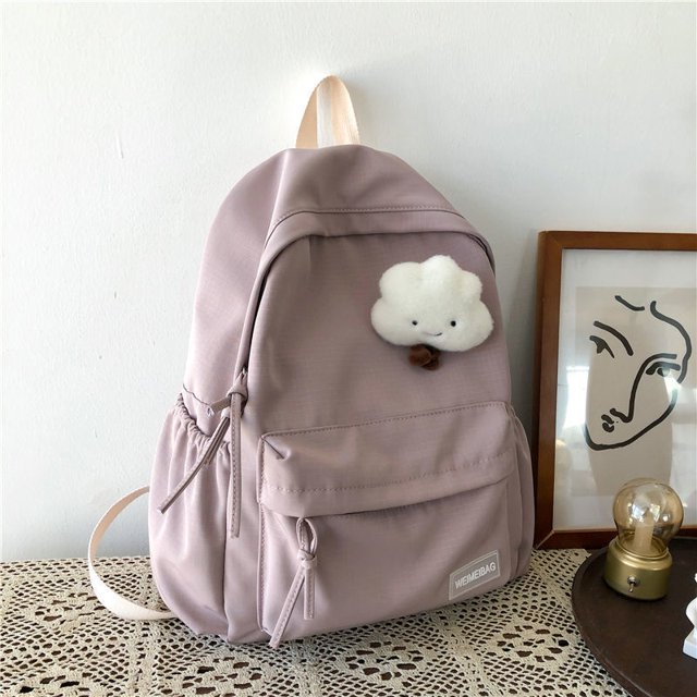 Schoolbag Female Student Korean Version Female Junior High School College Solid Color Backpack Versatile High-value Backpack
