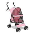 thumbnail image 2 of BEZT Pink Foldable Dog Stroller w/Adjustable Canopy and Breathable Pet Travel Harness, 2 of 7