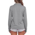 thumbnail image 4 of Long Sleeve Polo Shirts for Women Dressy Button Collared Golf Tops Loose Fit Business Workout Office T Shirts, L, 4 of 5